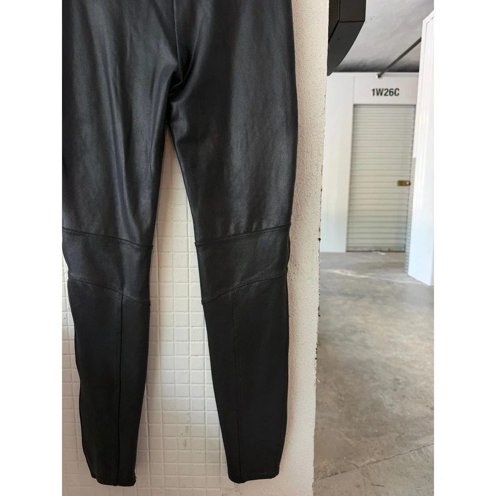 SPANX Faux Leather Moto Leggings Black High Rise Skinny Pants Women Large 20135R